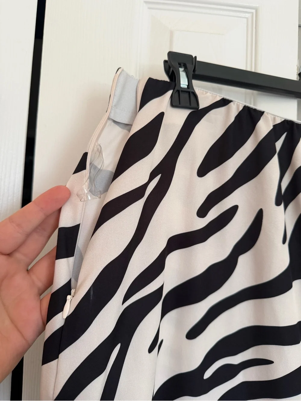 Women's Black and White Zebra Print Maxi Skirt